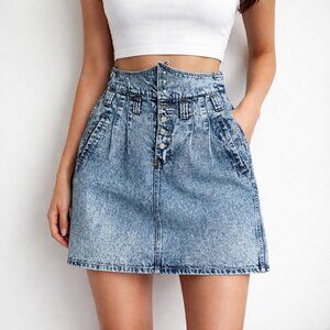 Vintage 90s Acid wash Express High Waist Mini Skirt S